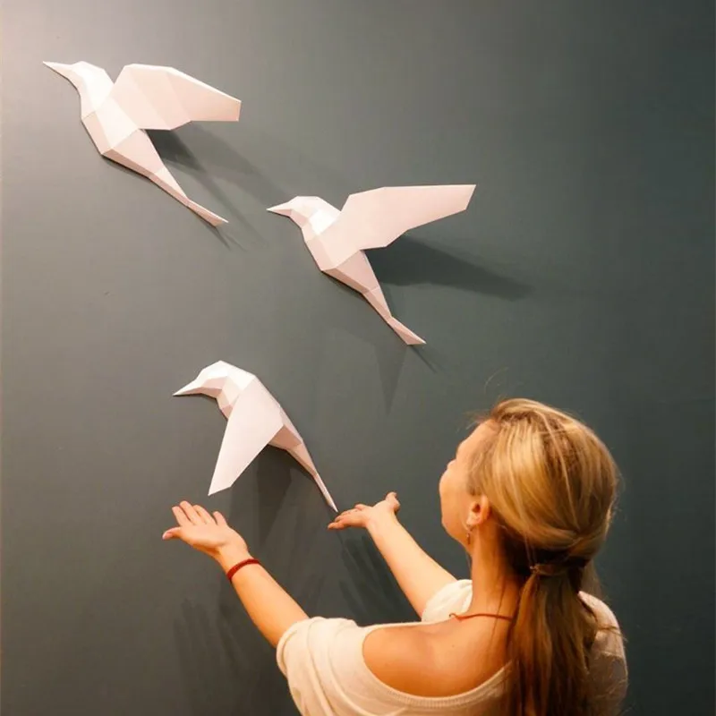 

3D Paper Model 3pcs Birds Papercraft Home Decor Wall Decoration Puzzles Educational DIY Kids Toys Birthday Gift 877