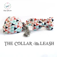 colorful banner dog collar or leash set with bow tie metal buckle small and big dogcat necklace or dog leash pet supplies