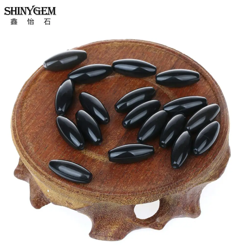 ShinyGem Горячая продажа черные обсидиановые бусины тонкий столбик натуральный