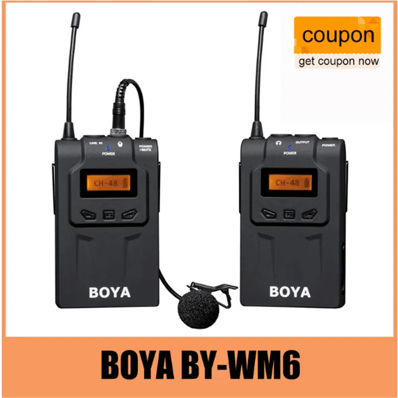 BOYA BY WM6/BY WM5/BY WM8 UHF Беспроводная микрофонная система всенаправленный петличный
