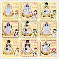 anime lovelive sunshine aqours coffee shop dessert striped maid dress riko kanan you chika cosplay costume halloween suit for