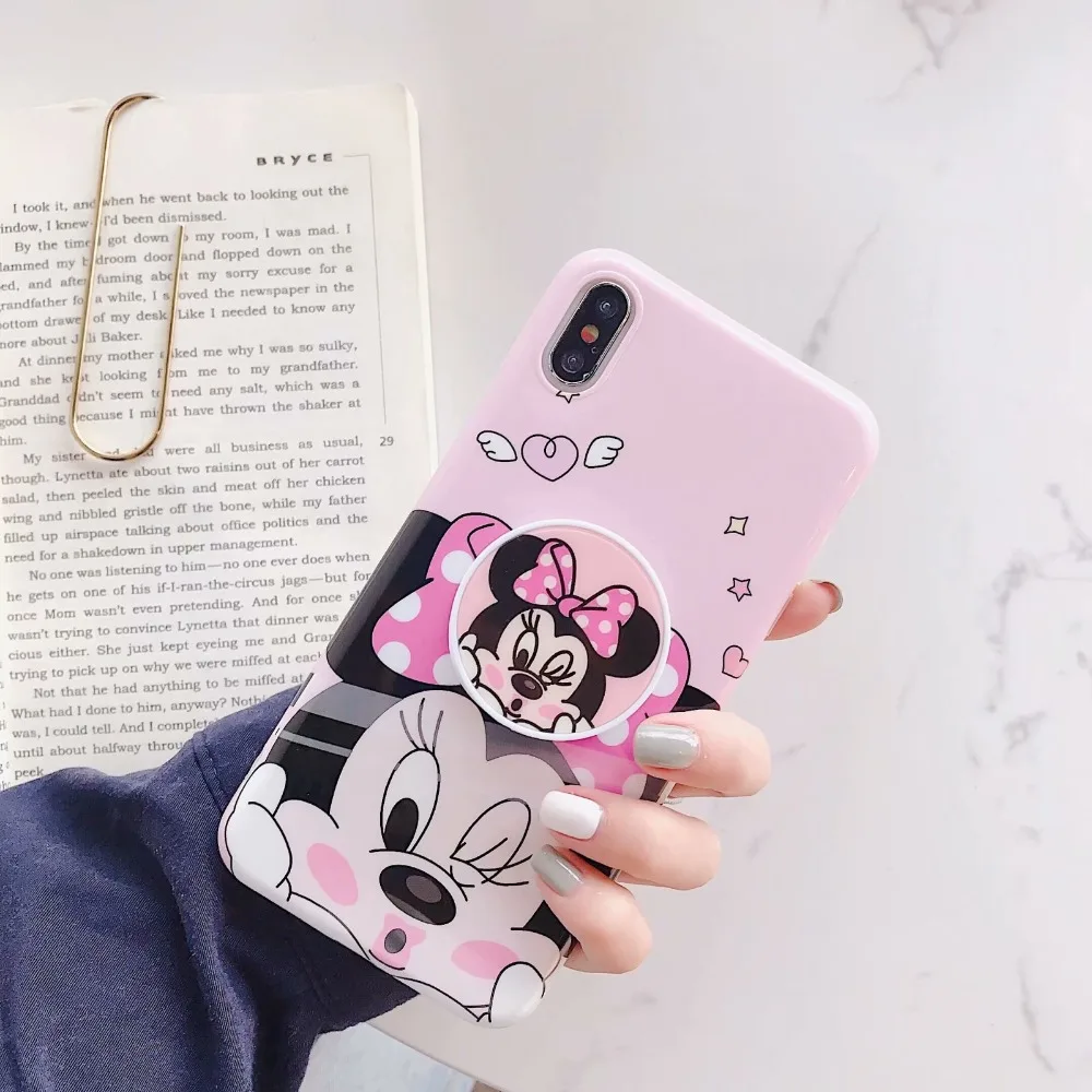 Роскошные прекрасный мультфильм микки кольцо чехол для iPhone X XS XR 6 S 7 8 плюс MAX