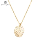 Amaiyllis шикарная подвеска в форме полого листочка чокер ожерелье для женщин простой золотой цвет ключицы цепи горячие металлические болтающиеся чокер воротник