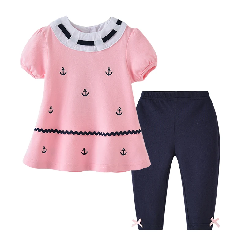 

Auro Mesa Toddler Girl Clothing set Girls anchor T-shirt + Pants Summer girls outfits Child set for girls