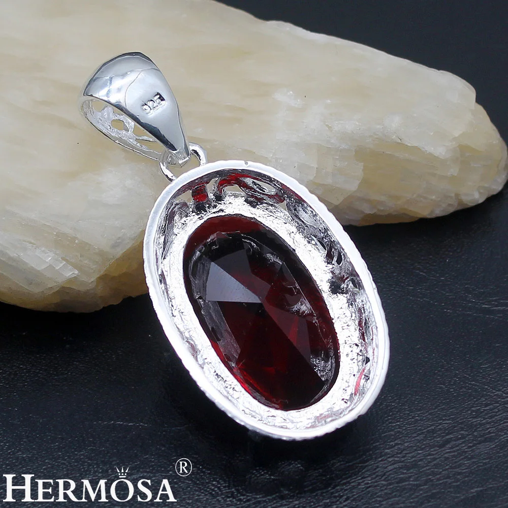 Ювелирные изделия Gushing Овальные красивые красные Garnet925 серебро 925 пробы цвет