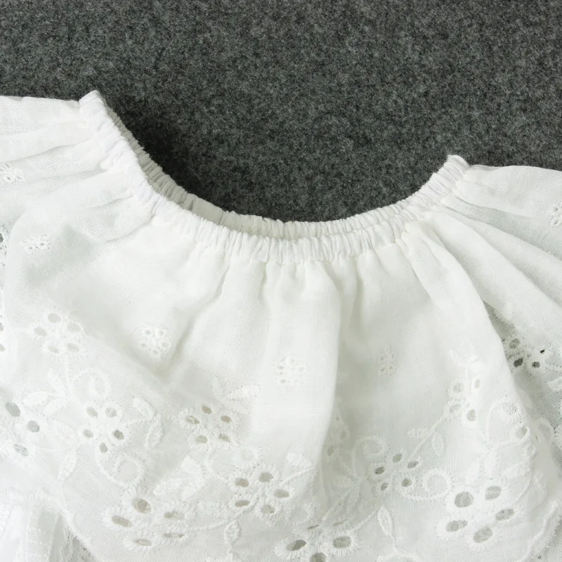 Лето 2017 г. белый Комбинезоны для малышек маленьких Обувь девочек Кружево