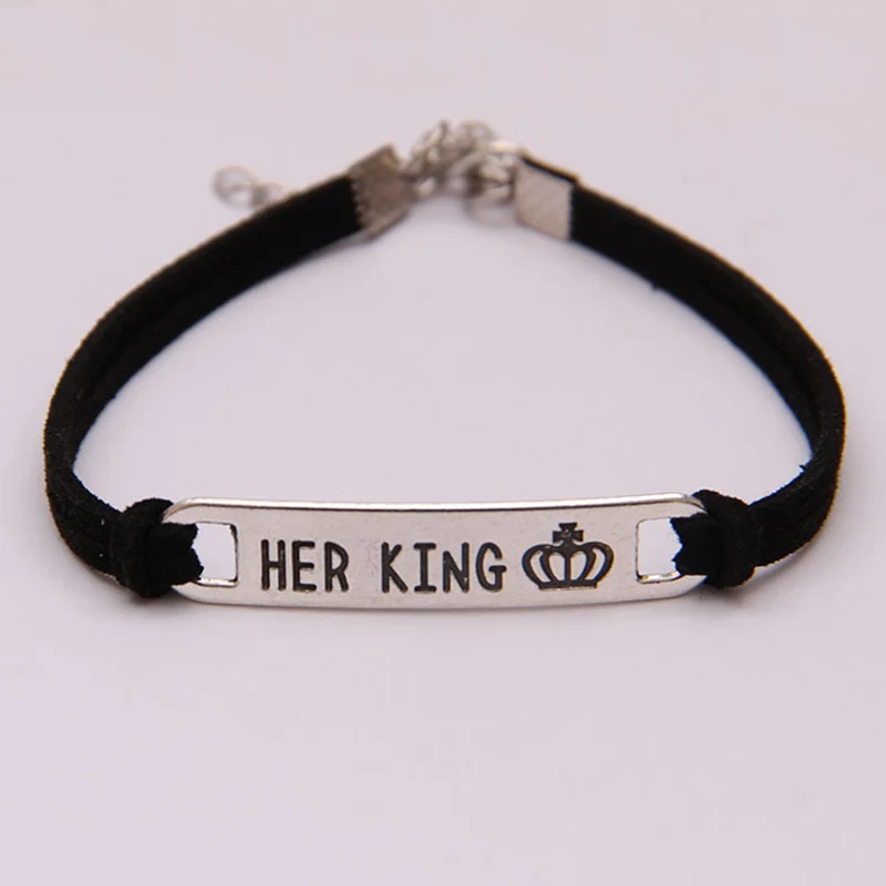 Модный комплект из 2 предметов браслет сплава Her Queen King для пары ювелирный подарок