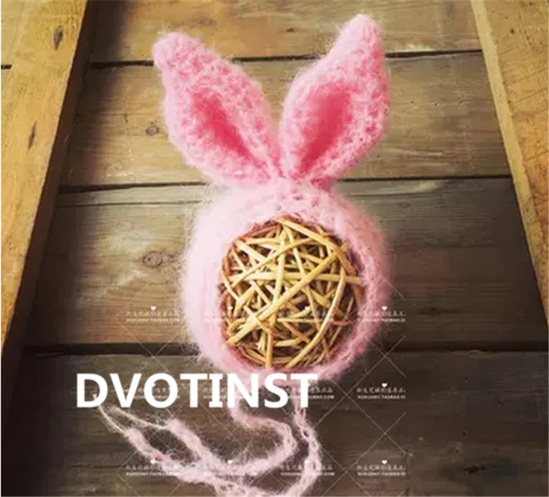 Dvotinst Baby Photography Props Crochet Knitted Newborn Rabbit Hat Fotografia Accessories Infant Studio Shoot Photo Shower Gift | Детская