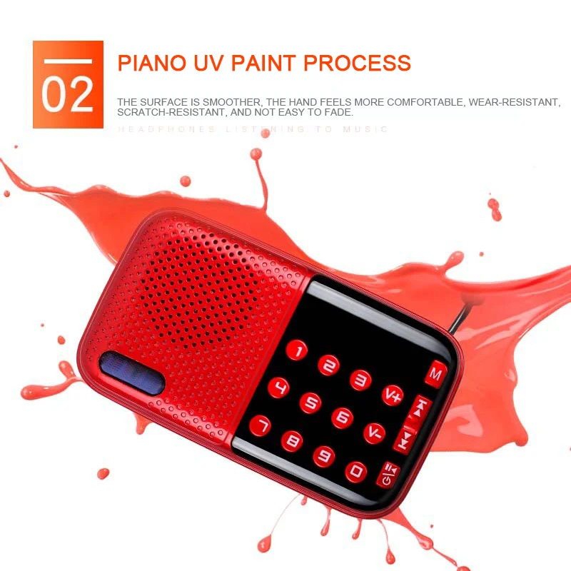 Museeq W-043CC мини Портативный радио Ручной цифровой FM USB TF MP3 плеер Динамик