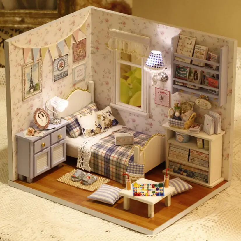 Деревянный Кукольный дом сделай сам Miniatura мебель 3D Миниатюрный домик игрушки