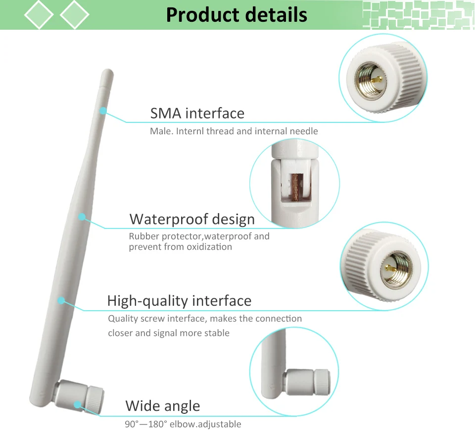 2,4 Ghz антенна Wifi 5dbi SMA разъем Белый 2,4 ghz антенна всенаправленный маршрутизатор 2,4g антенна+ RP-SMA штыревой кабель