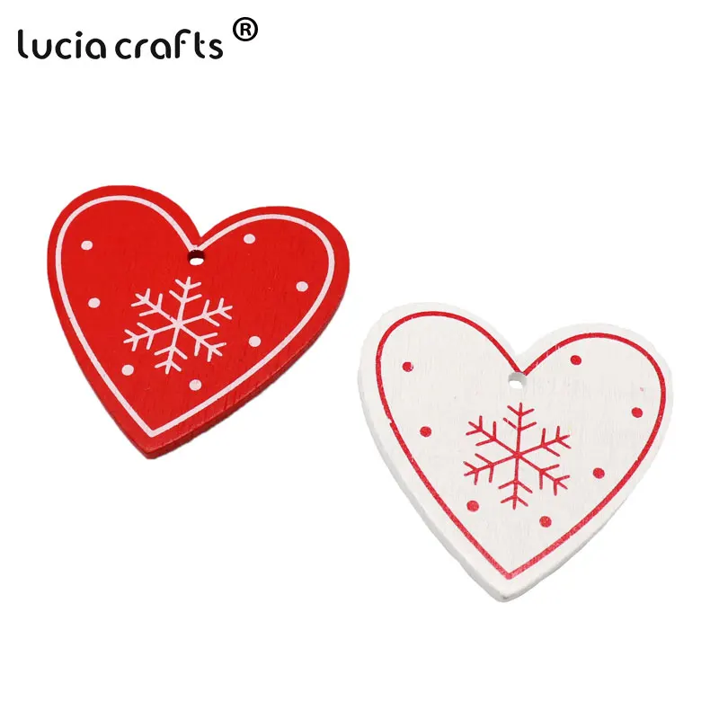 Lucia Crafts 10/12 шт./лот 5 см деревянное Сердце Дерево звезда рождественская подвеска