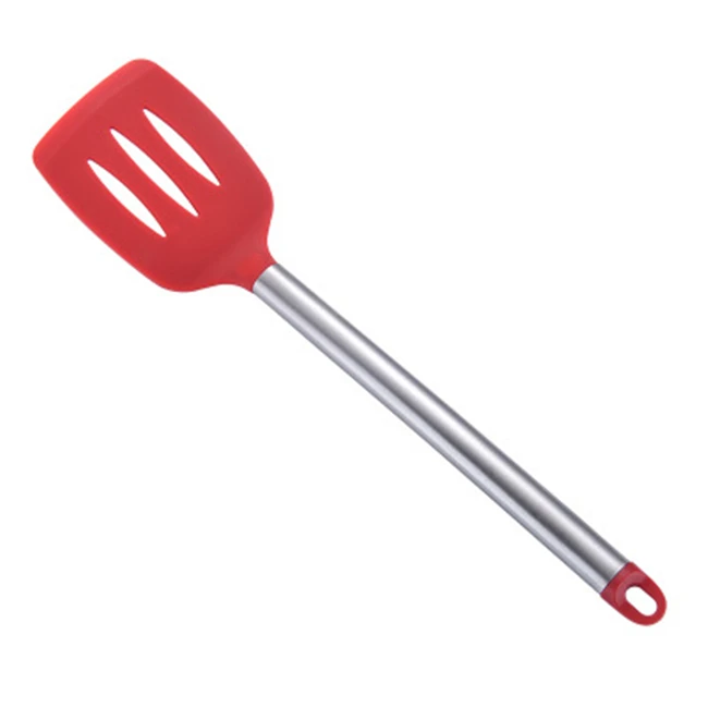 SlottedTurner Red Нержавеющая сталь+ силикон кухонная утварь кухонные инструменты Тернер суповая Ложка ситечко Паста Сервер яйцо венчик лопатка еда щипцы красный - Цвет: SlottedTurner Red
