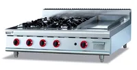 Counter Top commericial Gas Stove multi-cooker gas cooktop,stainless steel gas range (4-Burners) and Griddle,factory sale