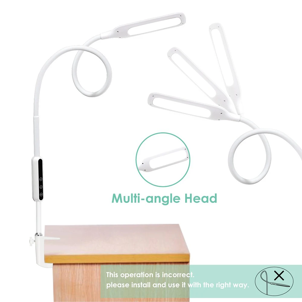 Белая настольная лампа с гусиной шеей 9 Вт пультом дистанционного управления