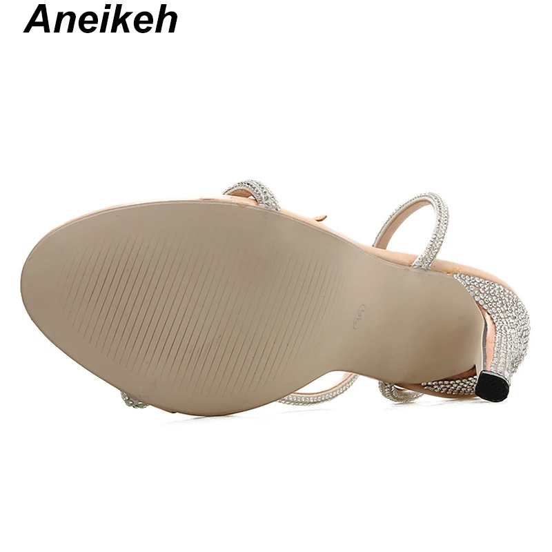 Женские однотонные сандалии Aneikeh 2019 из искусственной кожи тонкие с круглым