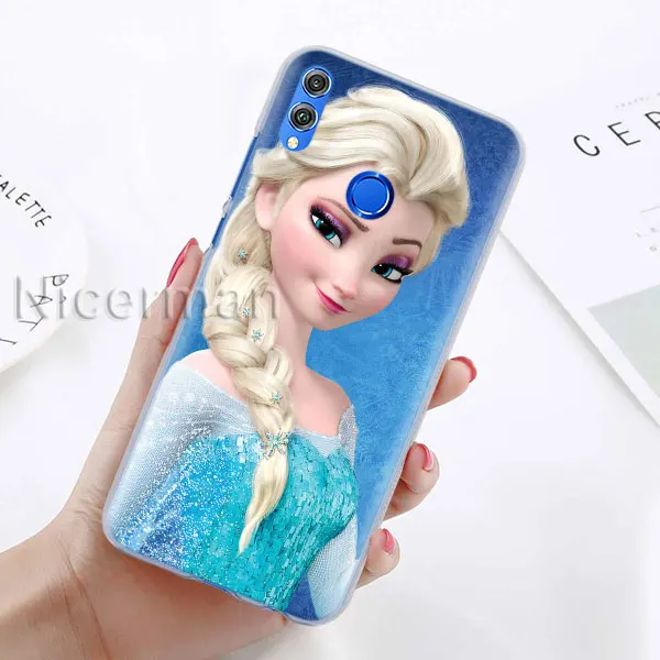A-08 Чехол для телефона для Honor Y9 Y7 Y5 Y6 Y9 Honor 10 20 Lite 8X 8A играть прозрачную крышку панк Эльза тату принцесса Капа Coque - Цвет: A-08