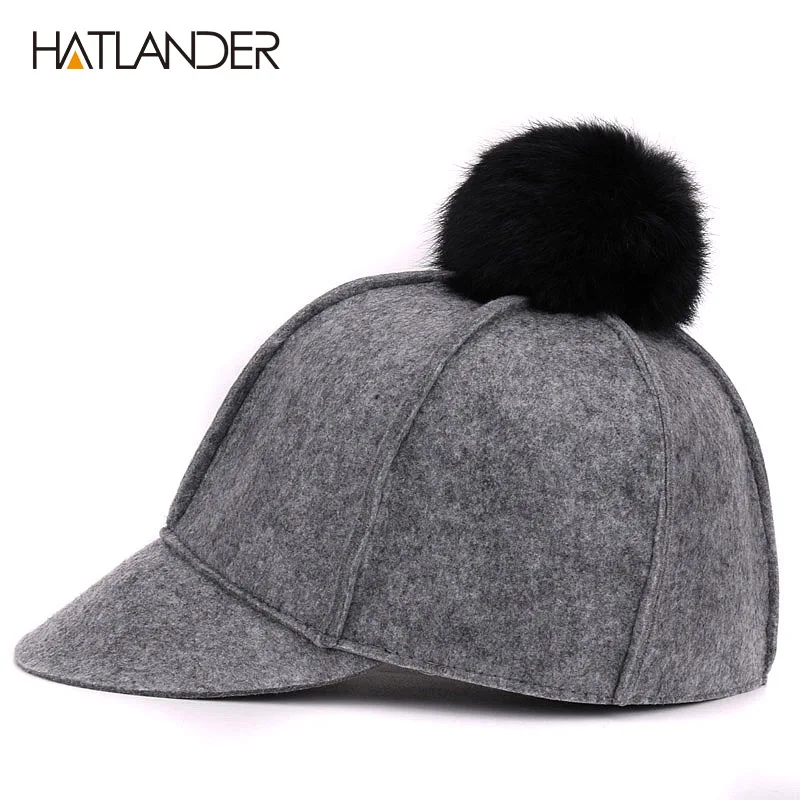 [HATLANDER] Зимняя шерстяная Бейсболка для женщин уличные теплые шапки девушек