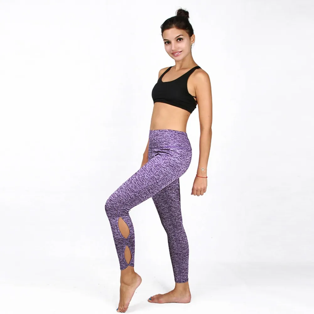 purple Профессиональные женские сексуальные леггинсы для фитнеса с боковыми вырезами для танцев бегунов тренировочные штаны Леггинсы Джеггинсы Прямая спортивная одежда - Цвет: purple