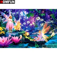 homfun full squareround drill 5d diy diamond painting butterfly fairy embroidery cross stitch 3d home decor gift a13122