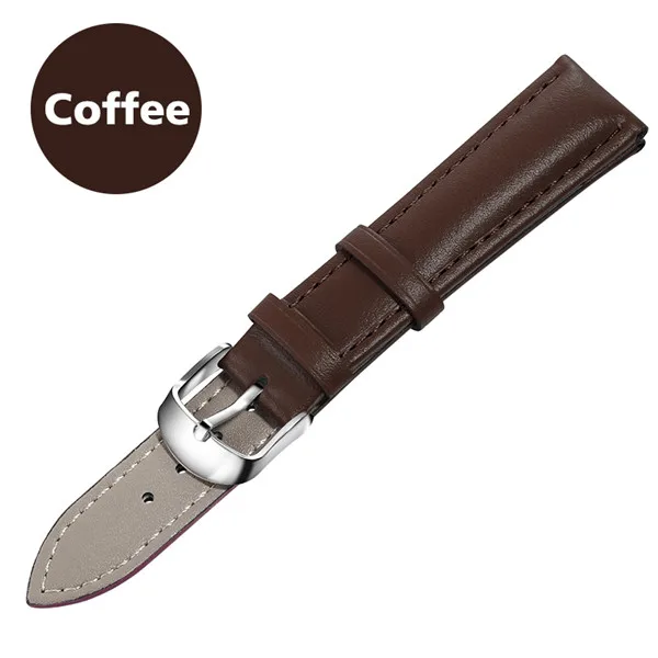 Coffee Новинка, ремешок для часов из натуральной кожи для мужчин и женщин, ремешок 22 мм, 20 мм, 18 мм, 16 мм, 14 мм, 12 мм, наручные часы, ремни, браслет с металлической пряжкой, horlogeband - Цвет ремешка: Coffee