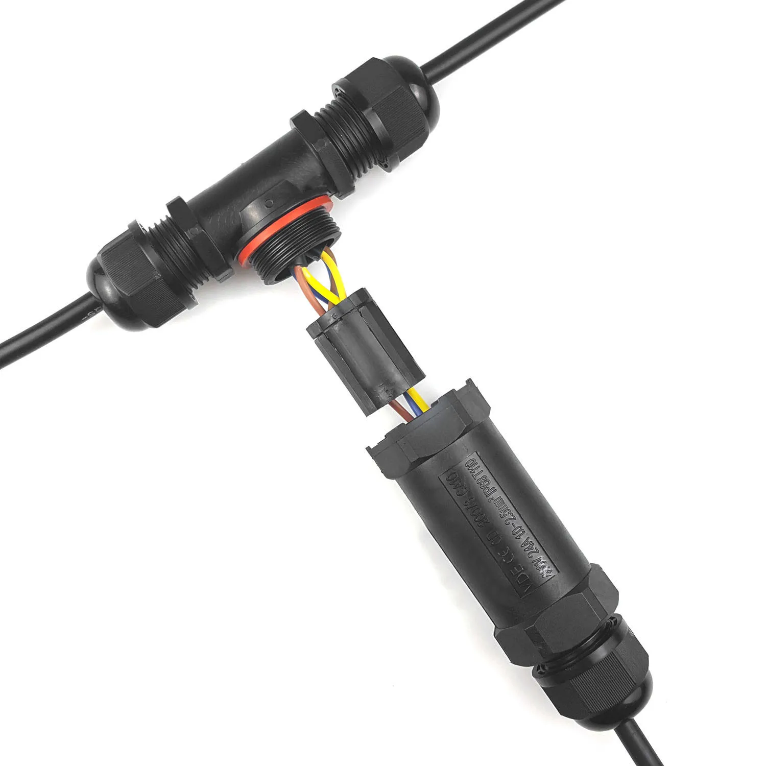 IP68 Waterproof connector T Shape Junction Box Connector 3 Pin 450V Cable Wire Sleeve for earth Ø 1.0-2.5 mm² | Обустройство дома