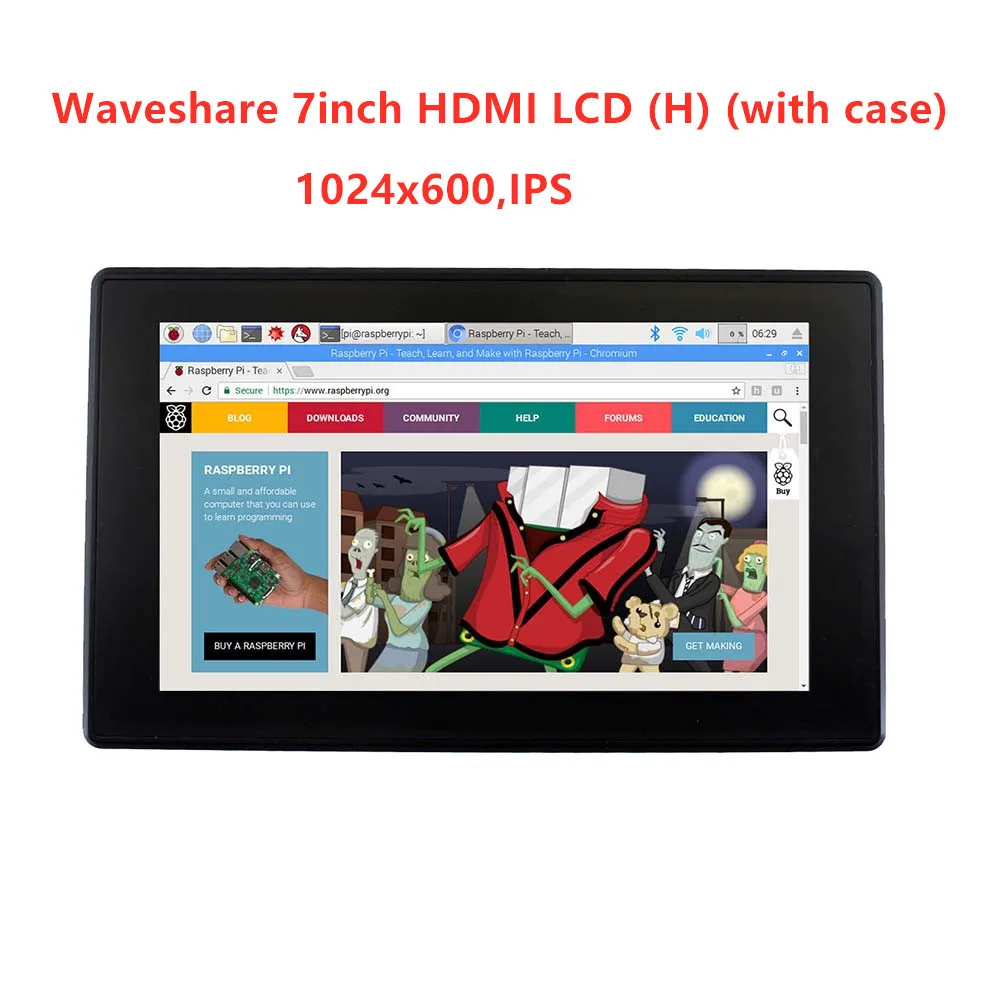 Waveshare 7 дюймовый HDMI LCD (H)+ чехол 1024x600 IPS емкостный сенсорный ЖК дисплей поддержка WIN10