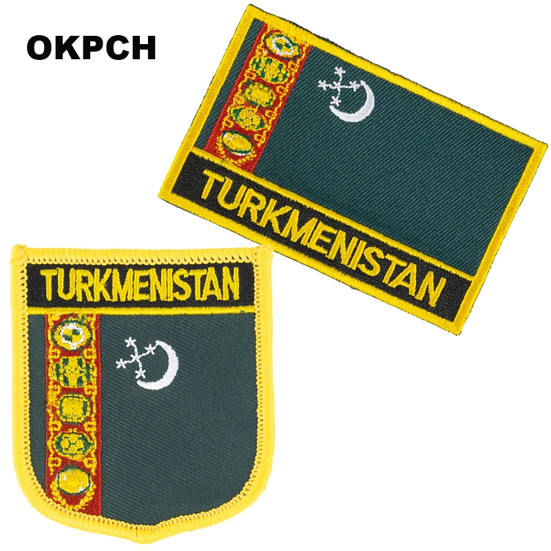 Патчи с флагом Turkmenistan Вышитый Флаг патчи национальным для одежды сделай сам