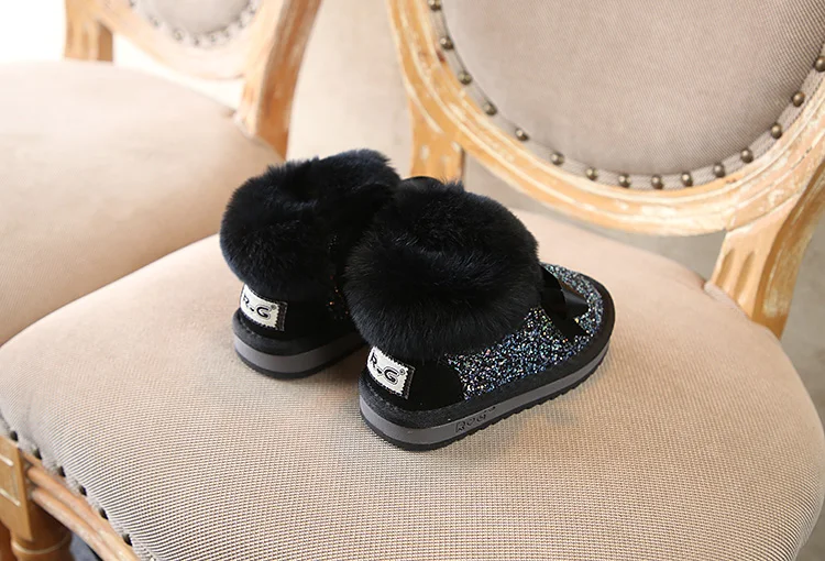 Зима ; детская обувь; Chaussure; кроличья шерсть; блестки; нескользящие школьные зимние сапоги для девочек; очень мягкие и удобные; для детей 1-9 лет