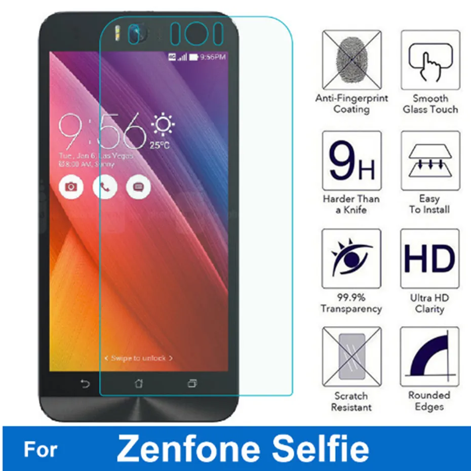 2 шт протектор экрана из закаленного стекла для Asus selfie ZD551KL Z00UD 9h ультратонкое