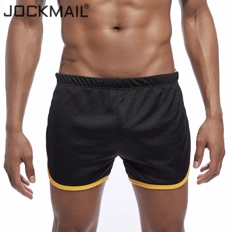 JOCKMAIL сетчатые дышащие быстросохнущие сексуальные мужские пляжные шорты спортивная одежда шорты для геев фитнес тренировки размера плюс M-3XL