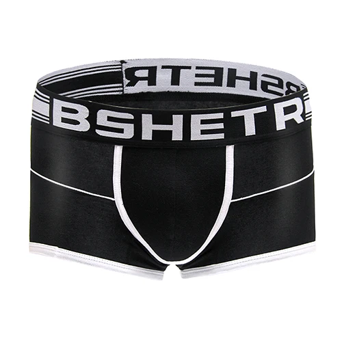 Бренд BSHETR, мужское нижнее белье, мужские боксеры с дышащей сеткой, мужские боксеры, мужские трусы, сексуальные трусы, хлопковые мужские трусы - Цвет: Черный