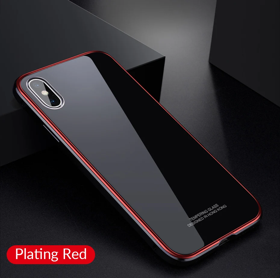 Роскошный металлический чехол для iPhone XR XS Max чехол Алюминиевый металлический бампер закаленное стекло чехол для телефона s для iPhone X 7 8 Plus чехол