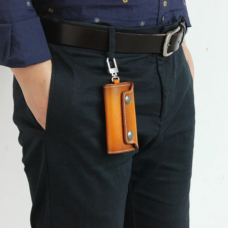 Новинка ручная работа Модный чехол для ключей из натуральной кожи мужчин и