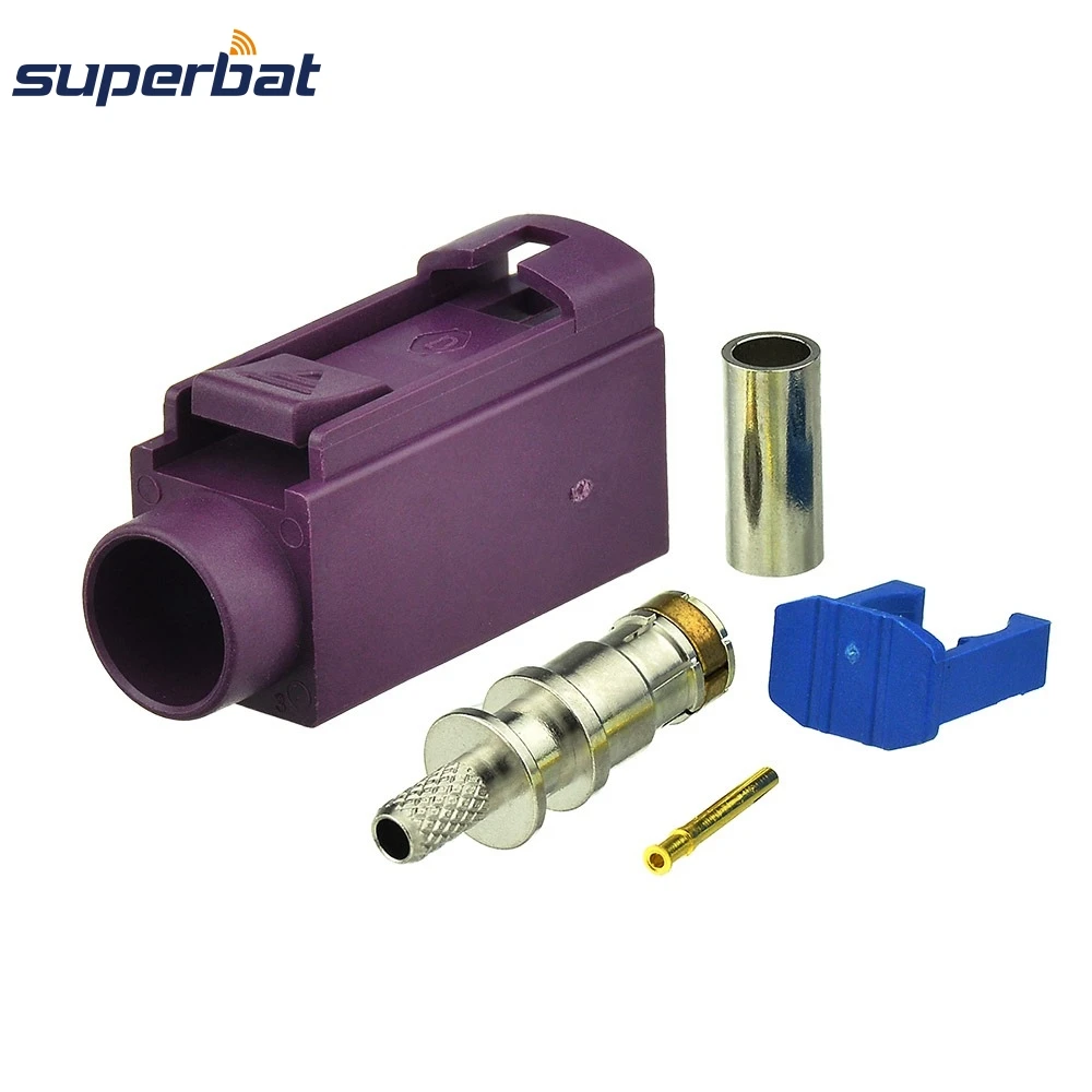 Superbat 10pcs Fakra Crimp Female Connector for Violet Car GSM Cellular Phone for Cable RG316 LMR100