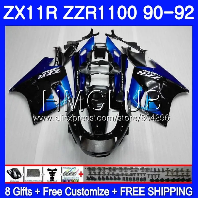 Корпус для KAWASAKI NINJA ZX 11R ZZR 1100 ZX11R 90 91 92 13HM.8 ZZR1100 синий черный ZX11 R 11 1990 1991 1992