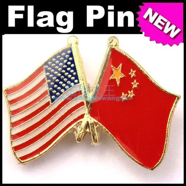

USA China Double Flags Friendship National Flag Metal Lapel Pin