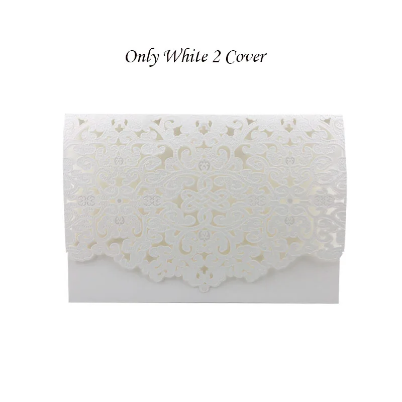 Only White 2 Cover 100 шт золотые, белые, синие, красные конверты с лазерной огранкой, роскошные свадебные пригласительные открытки с цветочным рисунком, кружевные конверты с принтом, украшения для свадебной вечеринки - Цвет: Only White 2 Cover