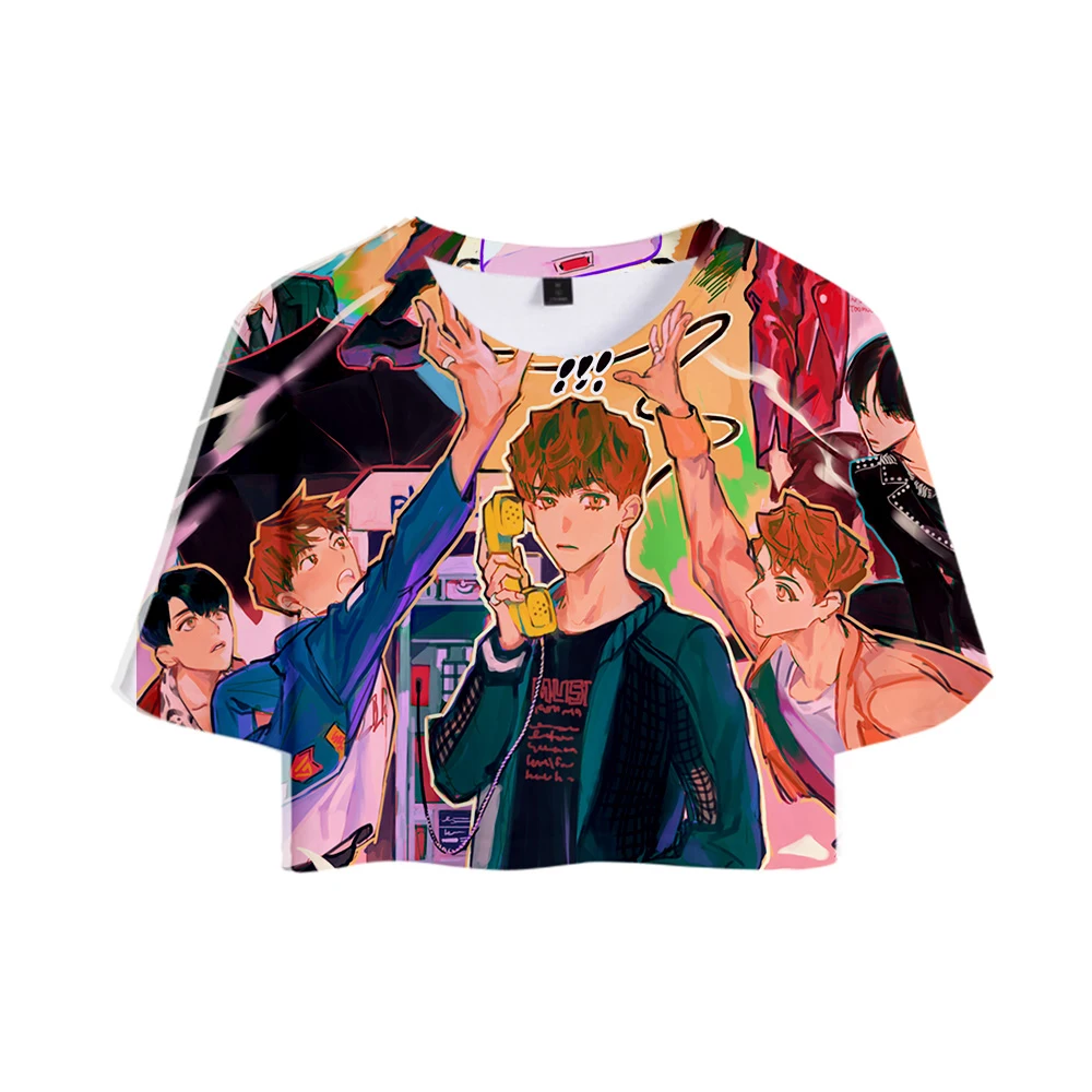 Женский укороченный топ с 3D принтом Kpop Bang Store модные летние футболки коротким
