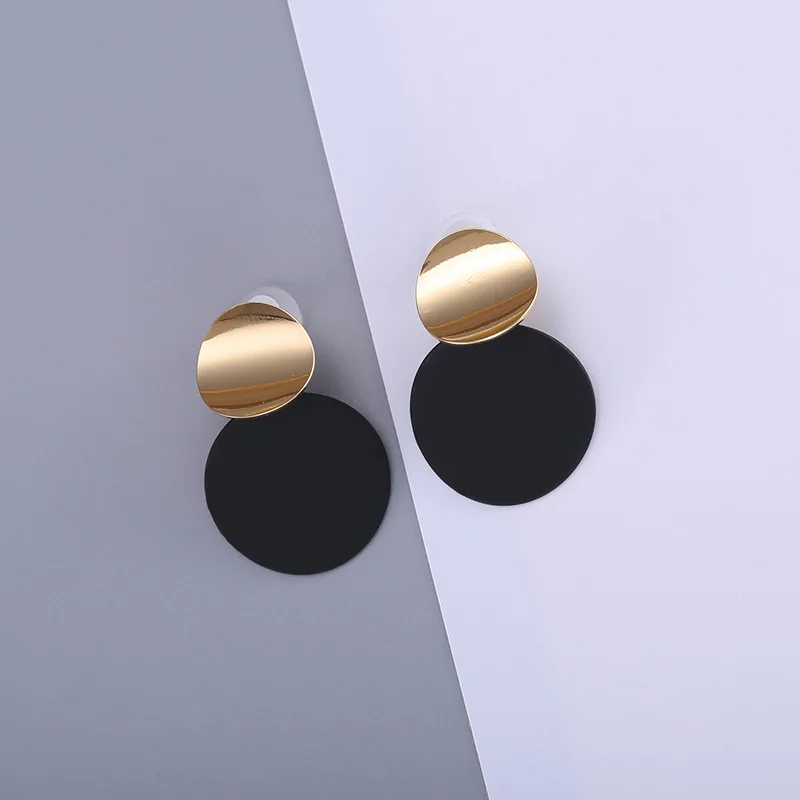 Новая личность круглый металлический Серьги Bijoux простой диск двойные круги