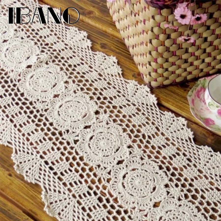 

IBANO Cotton Crocheted Tablecloth Handmade Table Runner For Home Coffee Shop Table Decoration 1PCS/lot