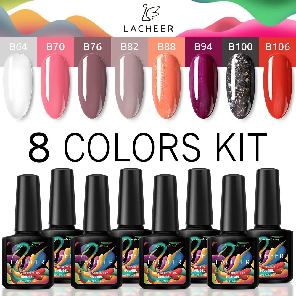 Lacheer UV Nail Gel Polish Set Need Led Lamp Hybrid Varnish Semi Permanent Lacquer Kits Long Lasting | Красота и здоровье