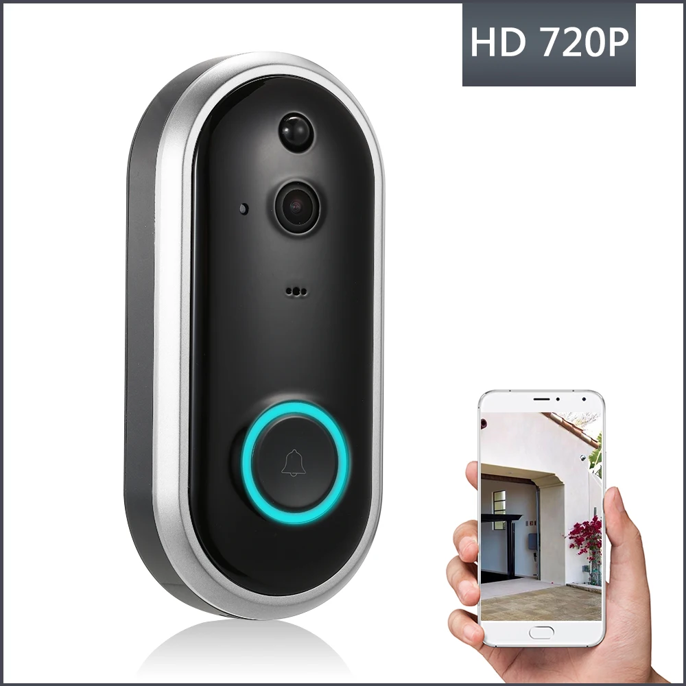 720P умный wifi дверной звонок безопасности с визуальной записью ночное видение PIR Обнаружение движения низкое энергопотребление телефон приложение удаленное