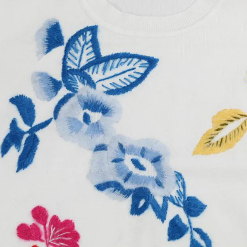 2019 Winter Women Sweaters Pullovers Floral Emboridery Colorful Pattern O-neck Knitted Elegant Casual Warm Knitwear | Женская одежда