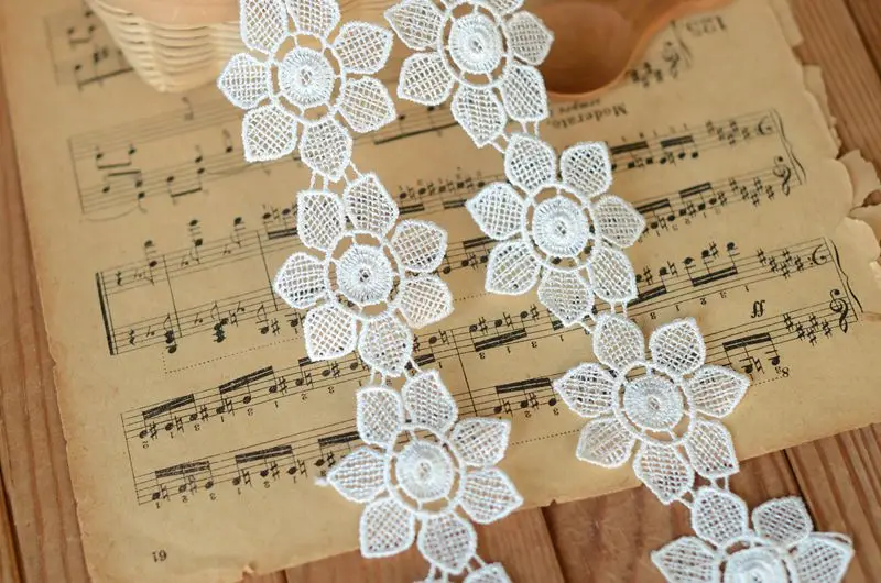 Аксессуары белые кружевные растворимые цветы ширина 5 см|lace cm|flower lacewhite lace |