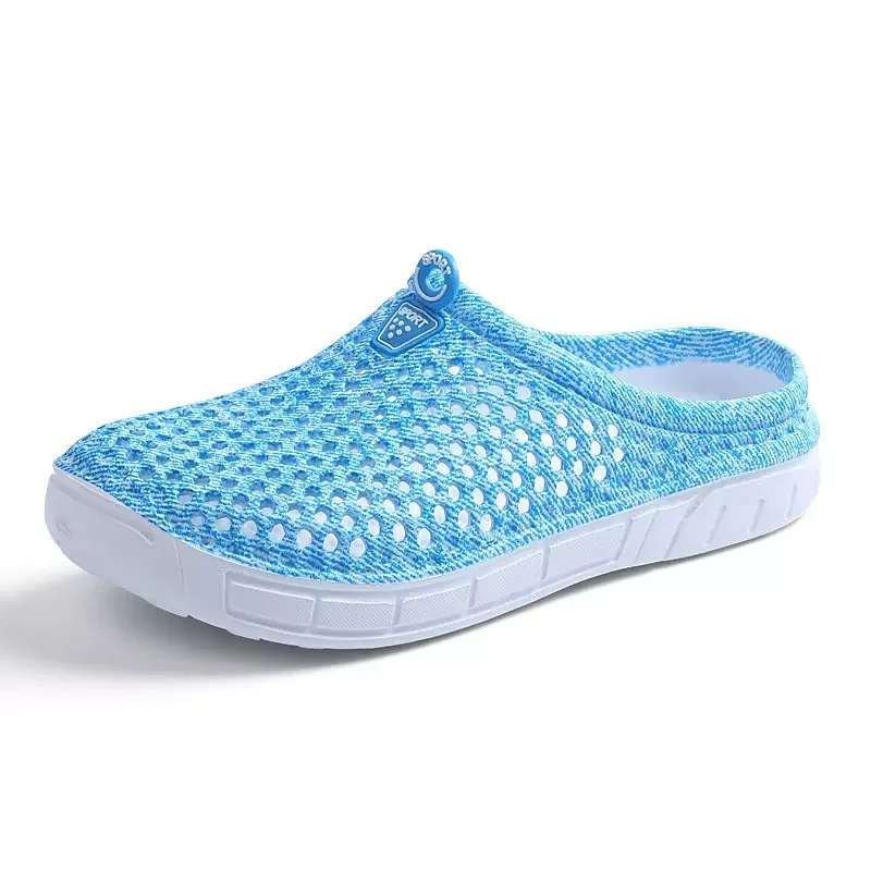 Blue Shoes Мужская обувь; унисекс; летние тапочки с отверстиями; Модные дышащие повседневные пляжные сандалии; Вьетнамки; пляжные шлепанцы - Color: Blue Shoes