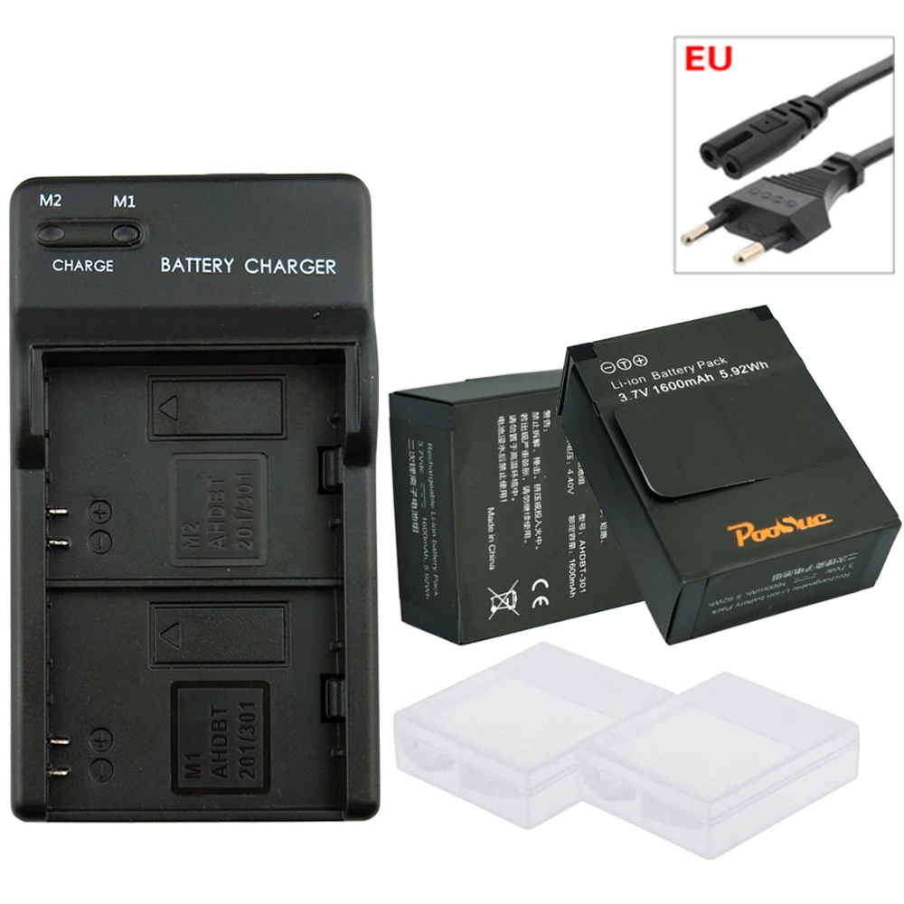 Аккумулятор для GoPro Hero 3/3 + аккумулятор AHDBT 301 302 DC двойное зарядное устройство