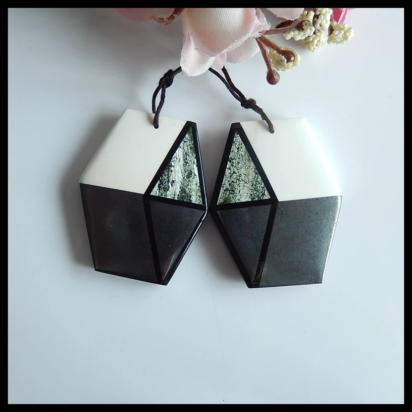 Натуральные серьги Howlite обсидиан гематит зеленая яшма забра интарсия бисер