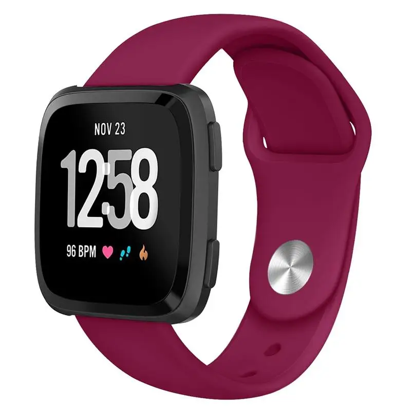 Wine Red Сменный спортивный ремешок для Fitbit Versa/Versa Lite Edition из нержавеющей стали/мягкий силиконовый ремешок для наручных часов размера S/L для фитнес-часов - Цвет: Wine Red
