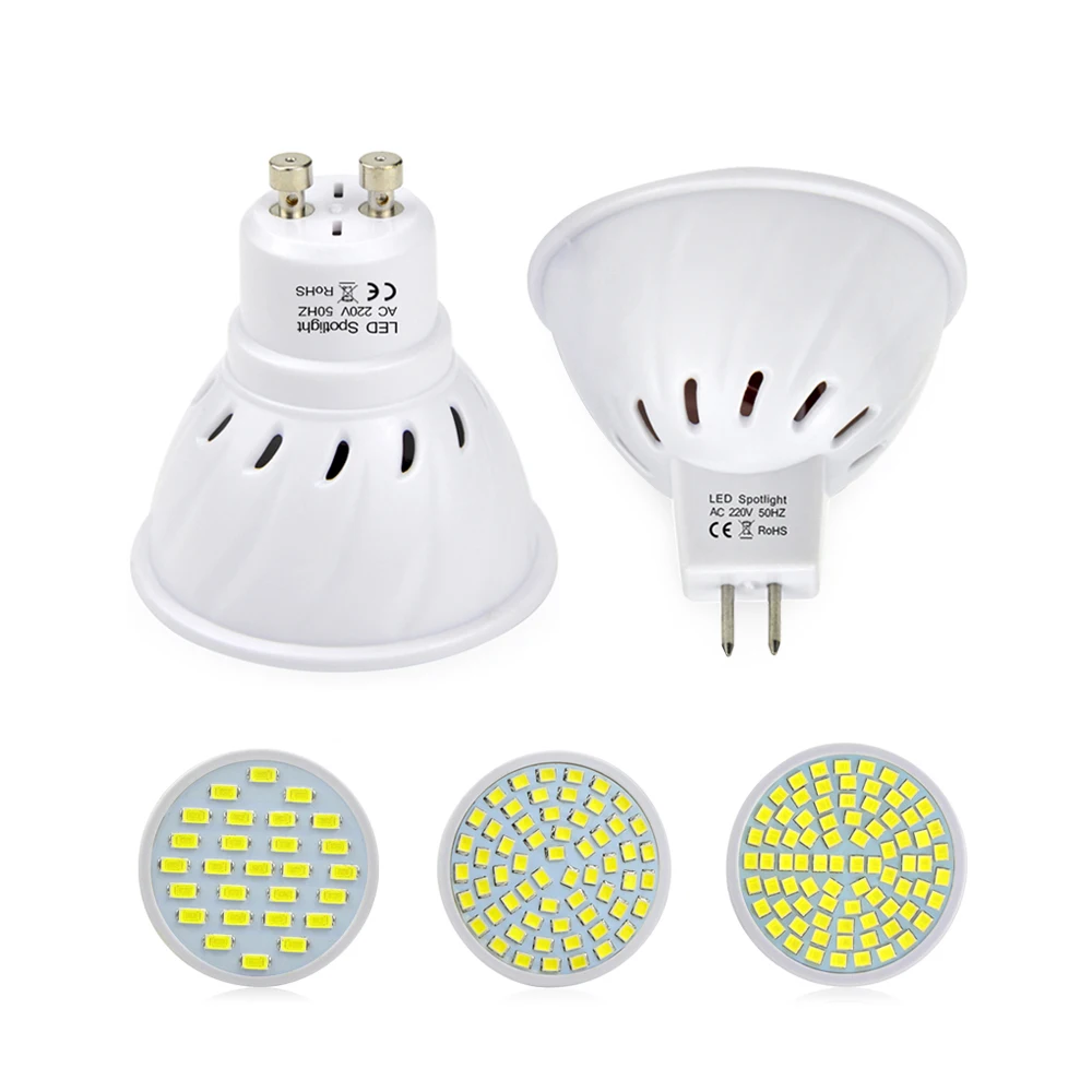 220 В GU10 MR16 2835 5730 SMD Светодиодная лампа прожектор светодиодная GU5.3 Lamparas точечный